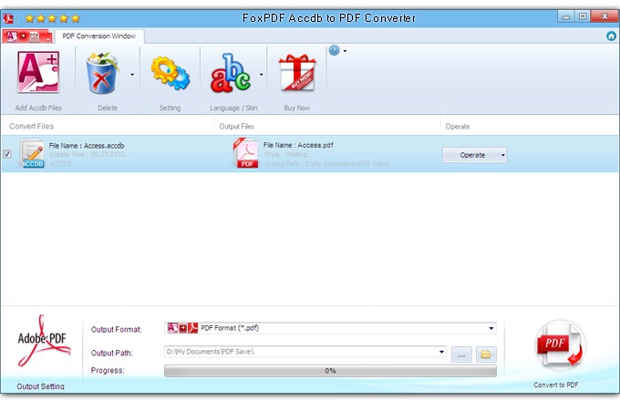 FoxPDF Accdb to PDF Converterwindowsͻ˽ͼ