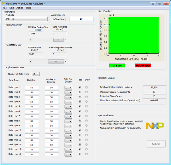 FlexMemory Endurance Calculatorͼ1