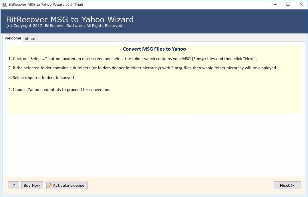 BitRecover MSG to Yahoo Wizardͼ1