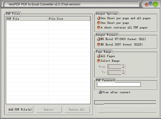 VeryPDF PDF to Excel Converterͼ1